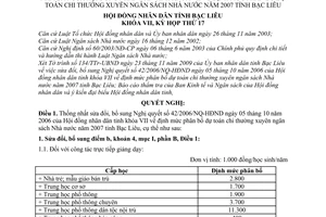 Nghị quyết 13/2009/NQ-HĐND sửa đổi Nghị quyết 42/2006/NQ-HĐND  định mức phân bổ dự toán chi thường xuyên ngân sách Nhà nước năm 2007
