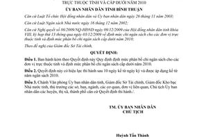 Quyết định 79/2009/QĐ-UBND phân bổ chi ngân sách đơn vị trực thuộc tỉnh cấp dưới 2010 Bình Thuận