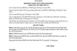 Nghị quyết 35/2009/NQ-HĐND mức giá các loại đất áp dụng 01/01/2010 Thái Bình