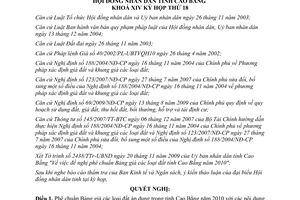 Nghị quyết 24/2009/ NQ-HĐND phê chuẩn Bảng giá đất năm 2010