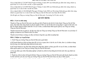 Quyết định 3122/QĐ-BTC chức năng, nhiệm vụ, quyền hạn và cơ cấu tổ chức