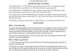 Quyết định 3118/QĐ- BTC chức năng, nhiệm vụ, quyền hạn và cơ cấu tổ chức