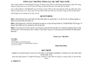 Quyết định 173/QĐ-TCDT nhiệm vụ, quyền hạn và cơ cấu tổ chức