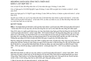 Nghị quyết 13a/2009/NQ-HĐND nhiệm vụ phát triển kinh tế xã hội 2010 Huế