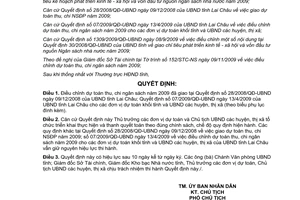 Quyết định 35/2009/QĐ-UBND điều chỉnh dự toán thu chi ngân sách đơn vị dự toán Lai Châu