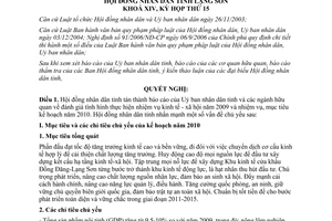 Nghị quyết 08/2009/NQ-HĐND nhiệm vụ mục tiêu kế hoạch 2010 Lạng Sơn