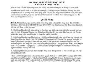 Nghị quyết 21/2009/NQ-HĐND chương trình hoạt động giám sát của Hội đồng nhân dân Sóc Trăng 2010