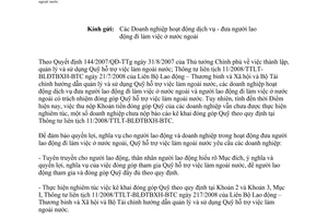 Công văn 190/QHTVLNN  thu nộp tiền đóng góp Quỹ hỗ trợ việc làm ngoài nước