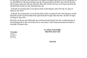 Công văn 4544/BHXH-BC chi trả lương hưu trợ cấp bảo hiểm xã hội trong dịp tết nguyên đán Canh Dần