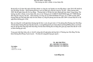 Công văn 4584/LĐTBXH-VP  đôn đốc khen thưởng tổng kết năm 2009