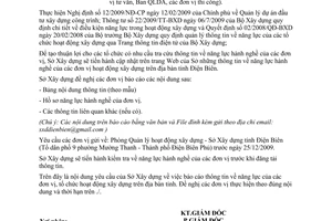 Công văn 722/SXD-QLHĐXD cung cấp thông tin năng lực  các đơn vị tổ chức