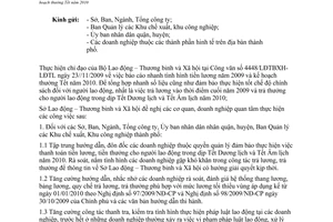 Công văn 9800/SLĐTBXH-LĐ báo cáo tiền lương năm 2009 kế hoạch thưởng Tết năm 2010