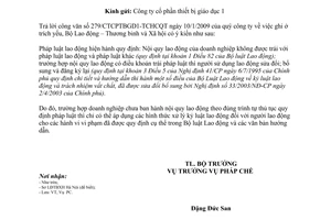 Công văn 4631/LĐTBXH-PC áp dụng pháp luật lao động  kỷ luật lao động, trách nhiệm vật chất