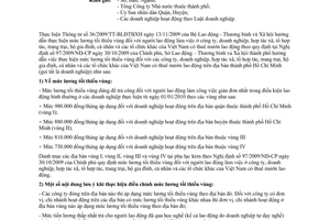 Công văn 9861/SLĐTBXH-LĐ triển khai thực hiện Nghị định 97/2009/NĐ-CP  tiền lương tối thiểu