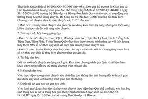 Công văn 10803/BGDĐT-GDTrH hướng dẫn chương trình chuyên sâu môn chuyên