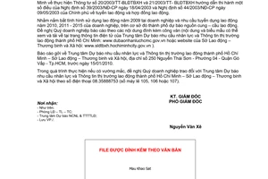 Công văn 10099/SLĐTBXH-LĐ  báo cáo tình hình sử dụng lao động năm 2009  nhu cầu tuyển lao động năm 2010, 2011 – 2015