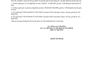 Công văn 7718/TCHQ-KHTC điều chỉnh giá bán ấn chỉ