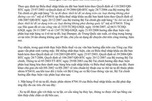 Công văn 17927/BTC-TCHQ phân loại mặt hàng xe ôtô tải tự đổ