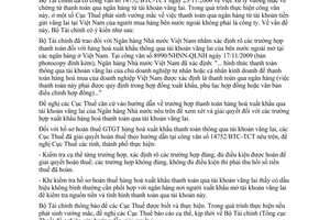 Công văn 18002/BTC-TCT thanh toán qua ngân hàng từ tài khoản vãng lai