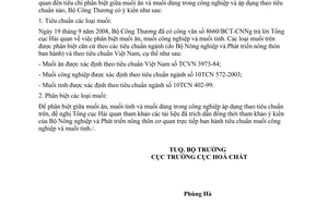 Công văn 12983/BCT-HC phân biệt muối ăn muối công nghiệp