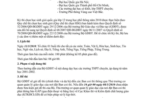 Công văn 10938/BGDĐT-KTKĐCLGD hướng dẫn tổ chức kỳ thi chọn học sinh giỏi