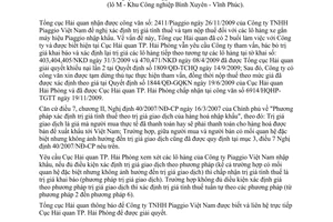 Công văn 7837/TCHQ-KTTT giá tính thuế hàng nhập khẩu Công ty Piaggio Việt Nam