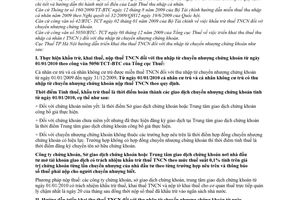 Công văn 23042/CT-TNCN triển khai thu thuế thu nhập cá nhân thu nhập từ chuyển nhượng chứng khoán