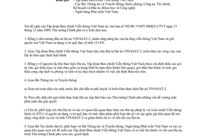 Công văn 2602/TTg-KTN đầu tư Dự án Phóng vệ tinh viễn thông VINASAT 2