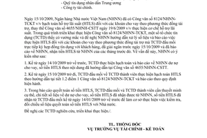 Công văn 10392/NHNN-TCKT trả lời vướng mắc hạch toán hỗ trợ lãi suất các khoản cho vay đồng tài trợ