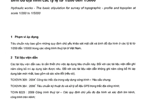 Tiêu chuẩn quốc gia TCVN 8226:2009 về công trình thủy lợi - Các quy định chủ yếu về khảo sát mặt cắt và bình đồ địa hình các tỷ lệ từ 1/200 đến 1/5000