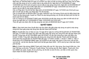 Quyết định 04/2010/QĐ-UBND cấp giấy phép xây dựng quản lý xây dựng công trình