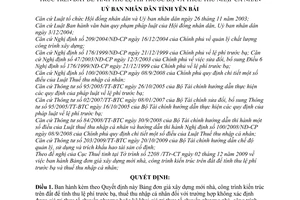 Quyết định 03/2010/QĐ-UBND  bảng đơn giá xây dựng mới nhà, công trình kiến trúc trên đất để tính thu lệ phí trước bạ thuế thu nhập cá nhân