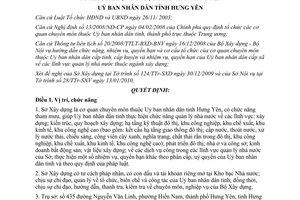 Quyết định 184/QĐ-UBND năm 2010 chức năng nhiệm vụ Sở Xây dựng Hưng Yên