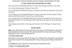 Quyết định 213/QĐ-UBND năm 2010 điều chỉnh cục bộ quy hoạch chi tiết xây dựng