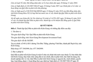 Quyết định 244/QĐ-UBND 2010 thành lập Quỹ Đầu tư phát triển Kiên Giang