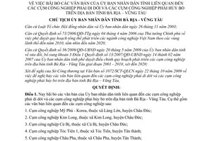 Quyết định 219/QĐ-UBND năm 2010 bãi bỏ văn bản cụm công nghiệp phải di dời Bà Rịa