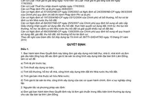 Quyết định 05/2010/QĐ-UBND  đơn giá xây dựng mới biệt thự, nhà ở, nhà kính đơn giá cấu kiện tổng hợp để xác định giá trị tài sản