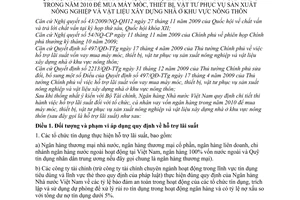 Thông tư 02/2010/TT-NHNN quy định chi tiết thi hành hỗ trợ lãi suất vay vốn ngân hàng trong năm 2010 mua máy móc, thiết bị, vật tư phục vụ sản xuất
