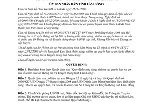 Quyết định 04/2010/QĐ-UBND chức năng nhiệm vụ Sở Thông tin truyền thông Lâm Đồng