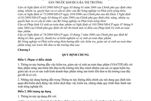 Thông tư 05/2010/TT-BNNPTNT hướng dẫn kiểm tra, giám sát vệ sinh an toàn thực phẩm nông sản trước khi đưa ra thị trường