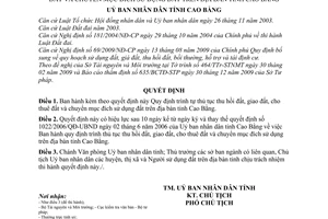 Quyết định 136/2010/QĐ-UBND trình tự thủ tục thu hồi đất, giao đất, cho thuê đất chuyển mục đích sử dụng đất trên địa bàn tỉnh Cao Bằng