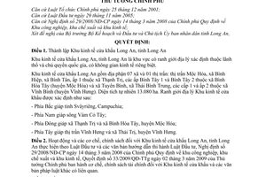 Quyết định 07/2010/QĐ-TTg thành lập Khu kinh tế cửa khẩu Long An