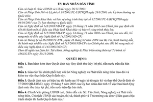 Quyết định 03/2010/QĐ-UBND thu thủy lợi phí, tiền nước