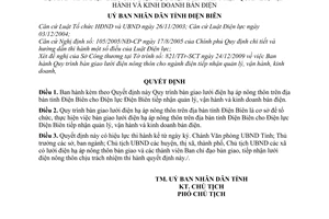 Quyết định 100/QĐ-UBND Quy trình bàn giao lưới điện hạ áp