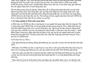 Chỉ thị 02/2010/CT-UBND công tác Thú y năm 2010 Nghệ An