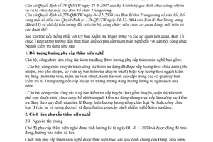 Hướng dẫn 37-HD/BTCTW thực hiện chế độ phụ cấp thâm niên nghề