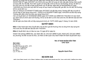 Quyết định 01/2010/QĐ-UBND bộ đơn giá bồi thường nhà công trình xây dựng khi nhà nước thu hồi đất