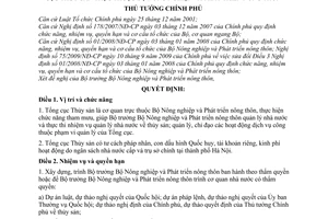 Quyết định 05/2010/QĐ-TTg  chức năng, nhiệm vụ, quyền hạn cơ cấu tổ chức Tổng cục Thủy sản