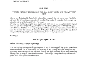 Quy định 200/QĐPH/VKSTC-TATC-BCA-BTP-BQP phối hợp công tác giải quyết khiếu