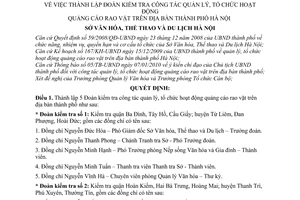 Quyết định 30/QĐ-SVHTTDL thành lập Đoàn kiểm tra công tác quản lý, tổ chức hoạt động quảng cáo rao vặt
